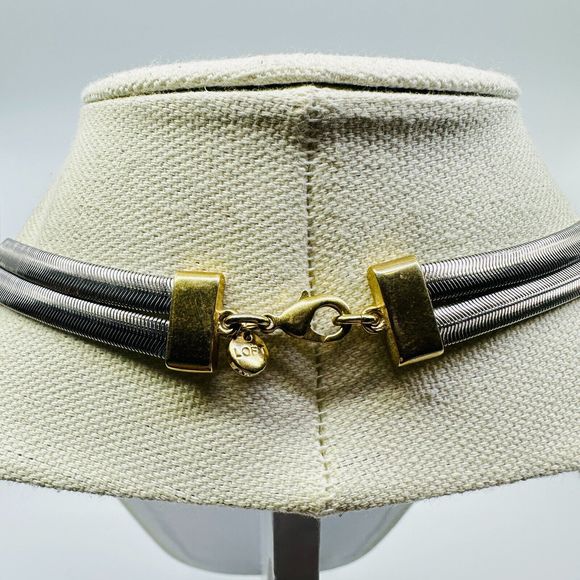 Ann Taylor LOFT Necklace Layered Chain Mixed Tone Modernist Jewelry - Picture 7 of 9